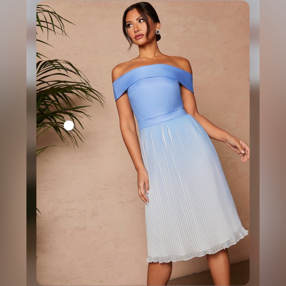 Chi Chi London Bardot Pleated Midi Dress